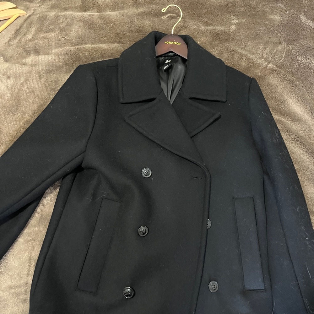 H&M Black Pea coat New without tags 42R